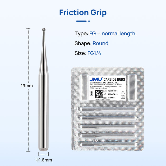 JMU Carbide Burs FG Round 5/Pk