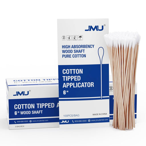 JMU Disposable Cotton Swab Tipped Applicator 6" 500Pcs/Box - JMU DENTAL INC