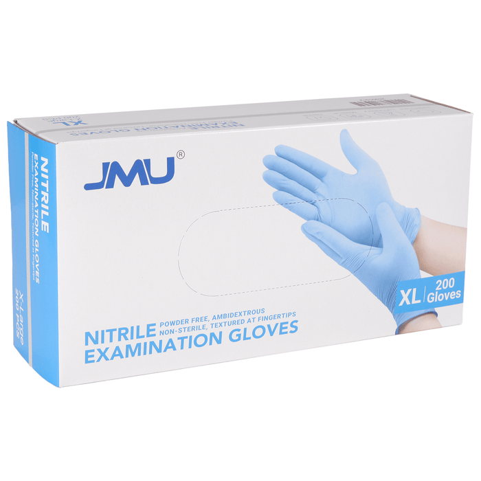 JMU Nitrile Exam Gloves Blue Powder Free 4 Mil XS/S/M/L 200Pcs/Box