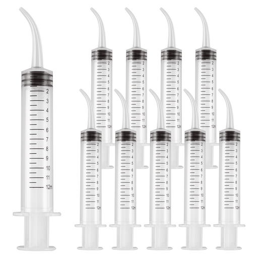 JMU Dental Irrigation  Curved Syringes with Measurement 12cc 10Pcs/Bag - JMU DENTAL INC