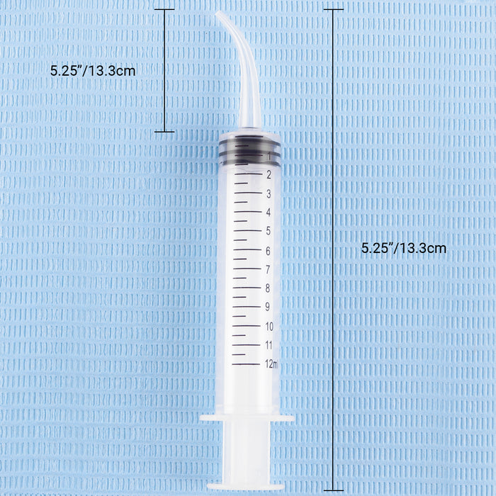 JMU Dental Irrigation Syringes Curved Tips with Measurement 12ml 10/Pack