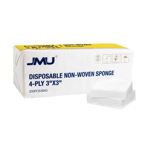 JMU Gauze Pads Non-Woven Sponge 4-Ply 4"x4" Non-sterile 200pcs/Bag - JMU DENTAL INC