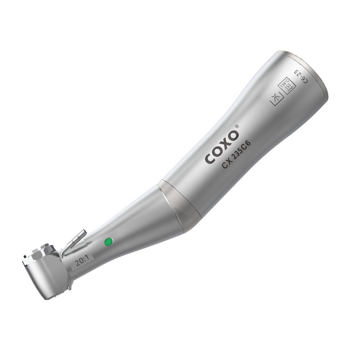 COXO CX235C6 Low-speed Electric Implant Handpiece, 20:1 Contra Angle, W/Fiber Optic, Max.2,000rpm, Push Button, for CA burs ¯2.35mm.  #C6-22