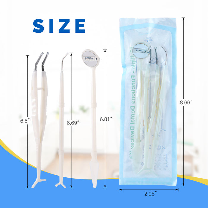 JMU Disposable Dental Examination Instrument Kit Dental Mirror Tweezers Probe 20Sets/Pack - JMU DENTAL INC