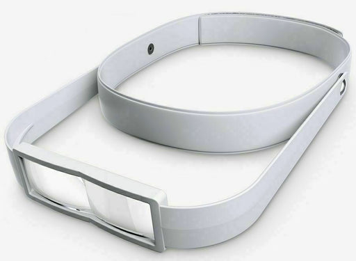 A modern, sleek, white Bio-Art Magnifying Loupe, 3.5x Light-weight, practical, and high visual by JMU DENTAL with an adjustable strap is shown. The lightweight device features a rectangular lens with 3.5x magnification and a comfortable design for hands-free use, likely intended for detailed work or hobby activities that require precision.