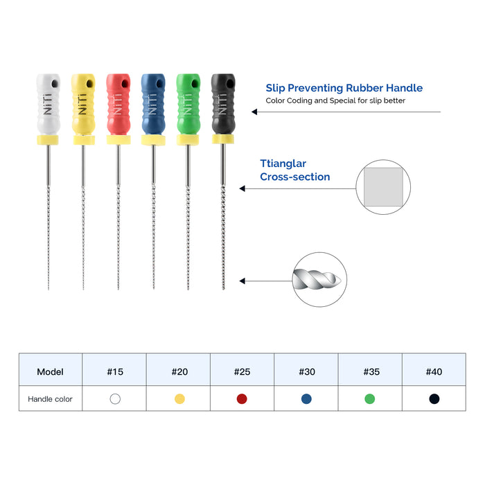 JMU HAND USE FILES, K-FILES, Nickel Titanium, (25mm),6pcs/Pk