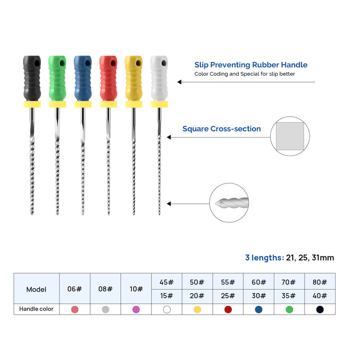 JMU HAND USE FILES, K-FILES, Stainless Steel, 25mm, 6pcs/Pk