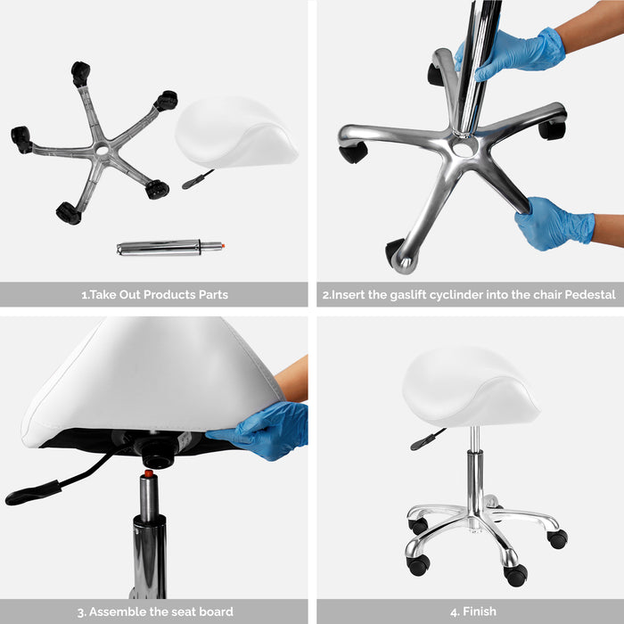 JMU Ergonomic Saddle Stool Rolling Exam Chair Adjustable Height - JMU DENTAL INC