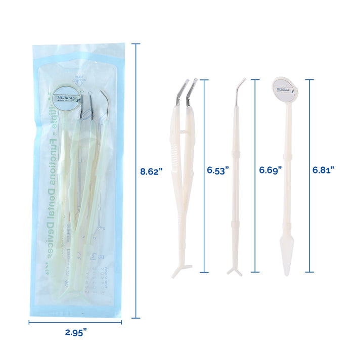 JMU Disposable Dental Examination Instrument Kit Dental Mirror Tweezers Probe 20Sets/Bag