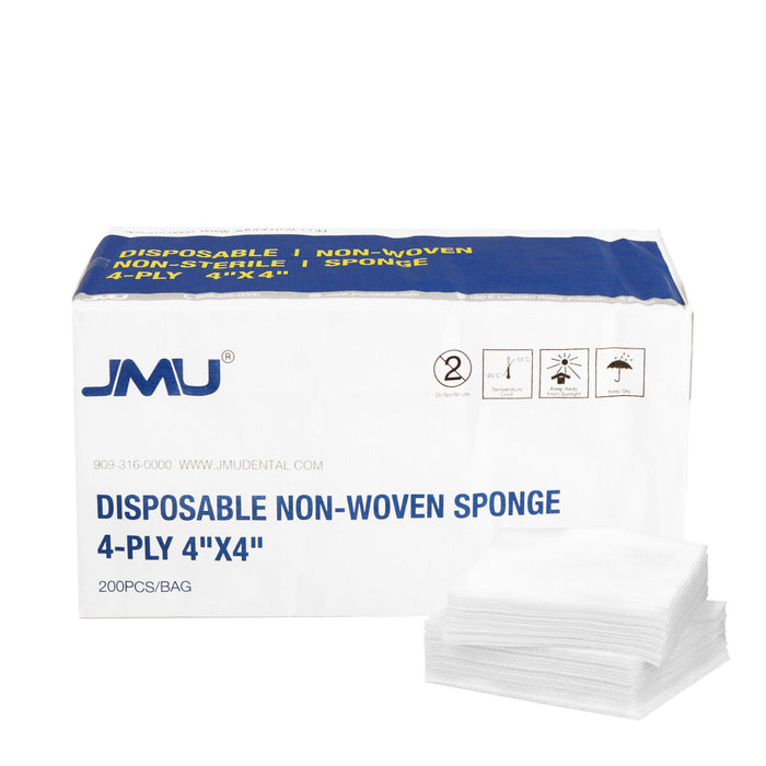 JMU Gauze Pads Non-Woven Sponge 4-Ply Non-sterile 200/Bag - JMU DENTAL INC