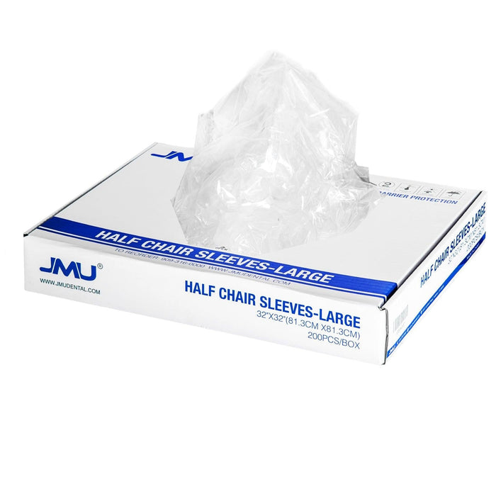 JMU Dental Disposable Half Chair Covers Clear Plastic Sleeve Protector Large 32"x32" 200/Box
