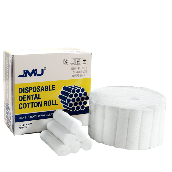 JMU Disposable Dental Cotton Rolls 1.5"x 3/8" 50pcs/Box - JMU DENTAL INC