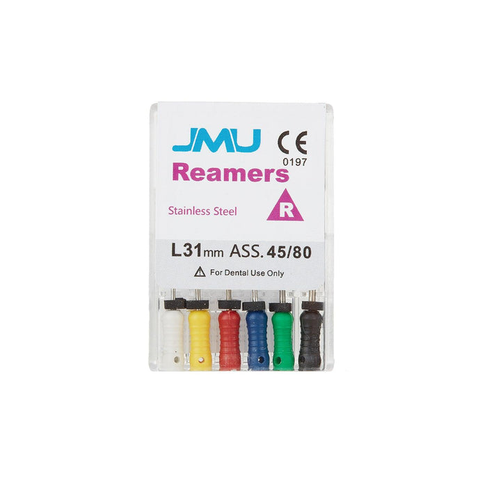 JMU Stainless Steel Hand Use Reamers 21-31mm 20#-80# 6Pcs - JMU DENTAL INC