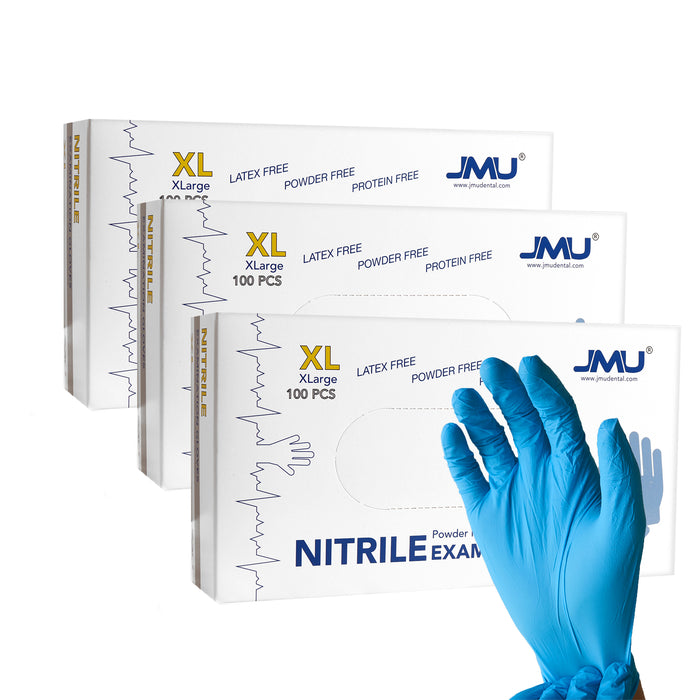 JMU Disposable Medical Nitrile Exam Gloves 4 Mil Blue 100/Box - JMU DENTAL INC